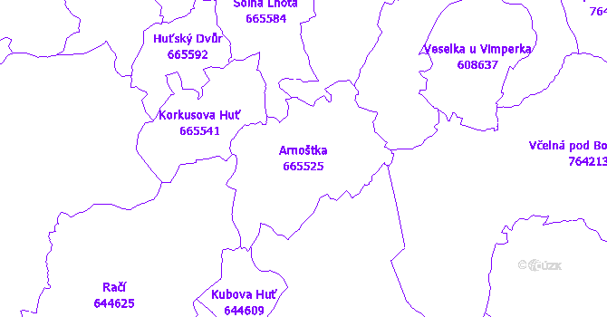 Katastrální mapa Arnoštka - přehledová mapa katastrálního území