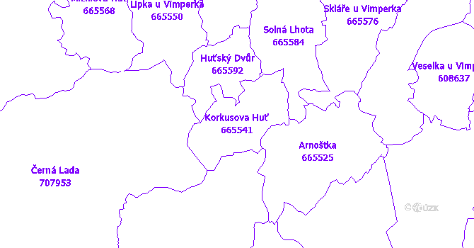 Katastrální mapa Korkusova Huť - přehledová mapa katastrálního území