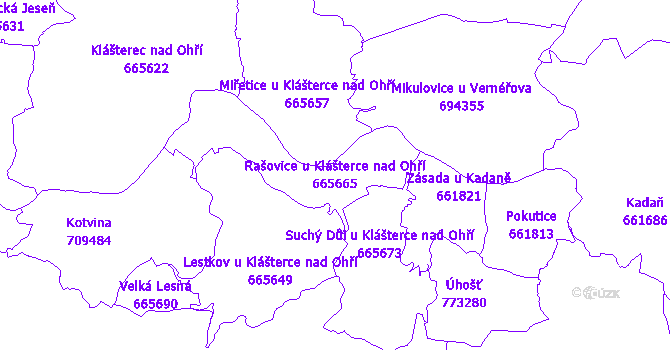 Katastrální mapa Rašovice u Klášterce nad Ohří