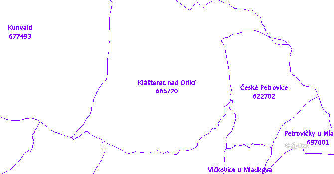 Katastrální mapa Klášterec nad Orlicí - přehledová mapa katastrálního území
