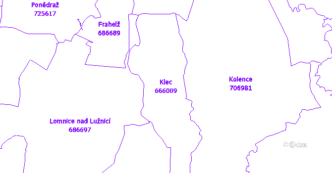 Katastrální mapa Klec - přehledová mapa katastrálního území