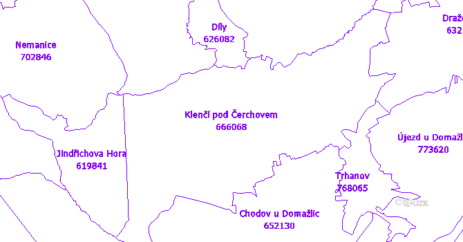 Katastrální mapa Klenčí pod Čerchovem