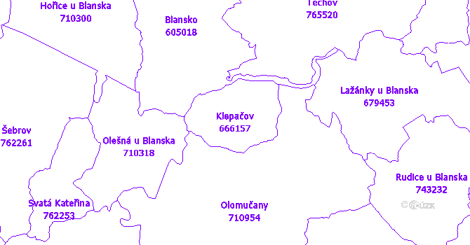 Katastrální mapa Klepačov - přehledová mapa katastrálního území