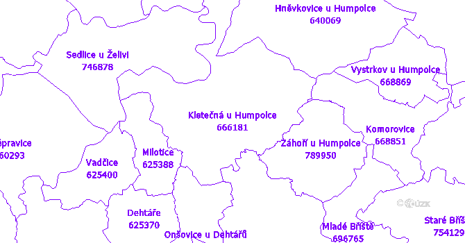 Katastrální mapa Kletečná u Humpolce - přehledová mapa katastrálního území