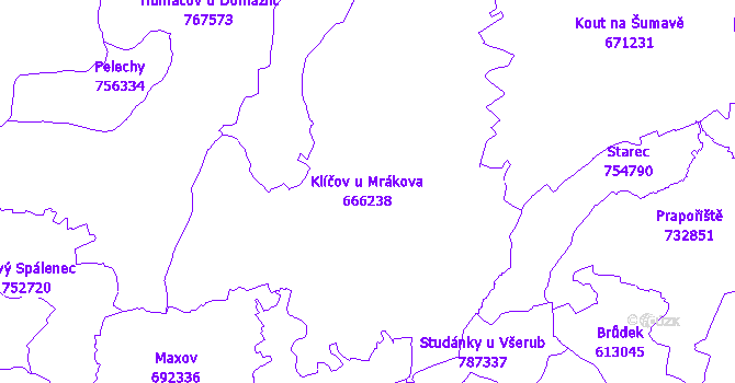 Katastrální mapa Klíčov u Mrákova