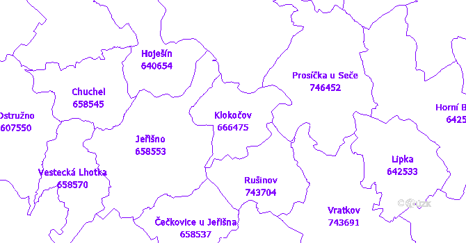 Katastrální mapa Klokočov