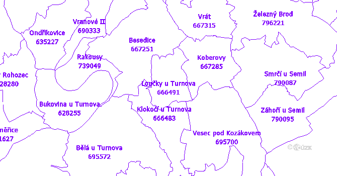 Katastrální mapa Loučky u Turnova