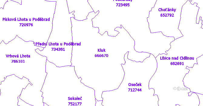 Katastrální mapa Kluk - přehledová mapa katastrálního území