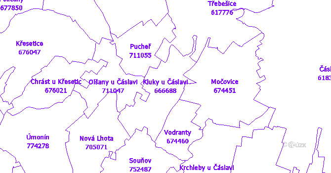 Katastrální mapa Kluky u Čáslavi