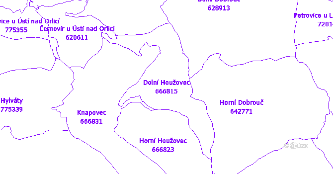 Katastrální mapa Dolní Houžovec