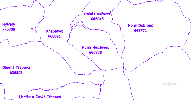 Katastrální mapa Horní Houžovec