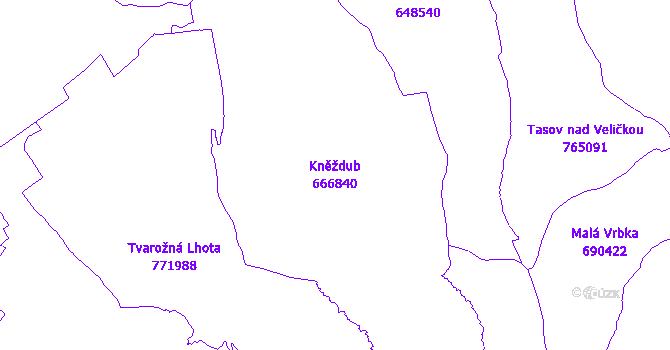 Katastrální mapa Kněždub - přehledová mapa katastrálního území