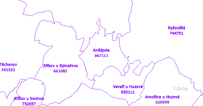 Katastrální mapa Kněžpole - přehledová mapa katastrálního území