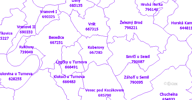 Katastrální mapa Koberovy