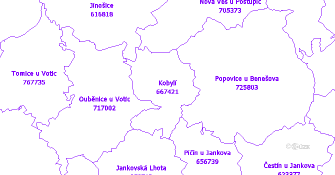 Katastrální mapa Kobylí - přehledová mapa katastrálního území