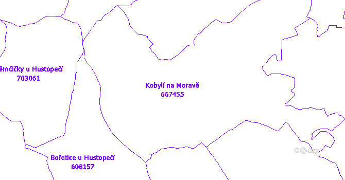 Katastrální mapa Kobylí na Moravě - přehledová mapa katastrálního území