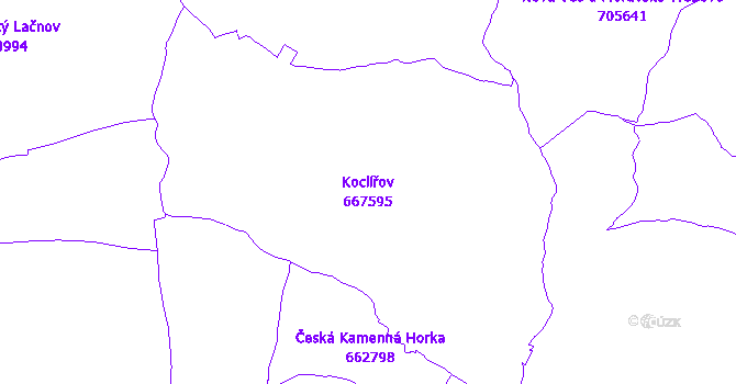 Katastrální mapa Koclířov - přehledová mapa katastrálního území