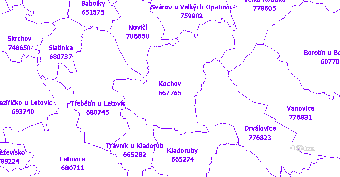 Katastrální mapa Kochov - přehledová mapa katastrálního území