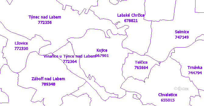 Katastrální mapa Kojice - přehledová mapa katastrálního území