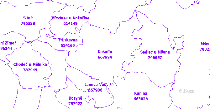 Katastrální mapa Kokořín