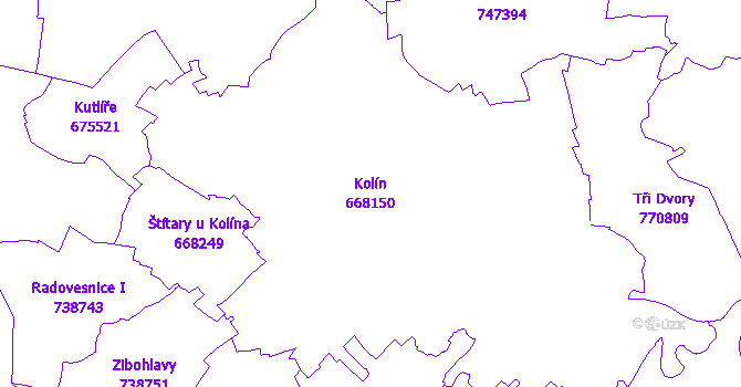 Katastrální mapa Kolín - přehledová mapa katastrálního území
