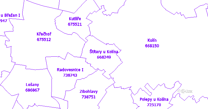 Katastrální mapa Štítary u Kolína - přehledová mapa katastrálního území
