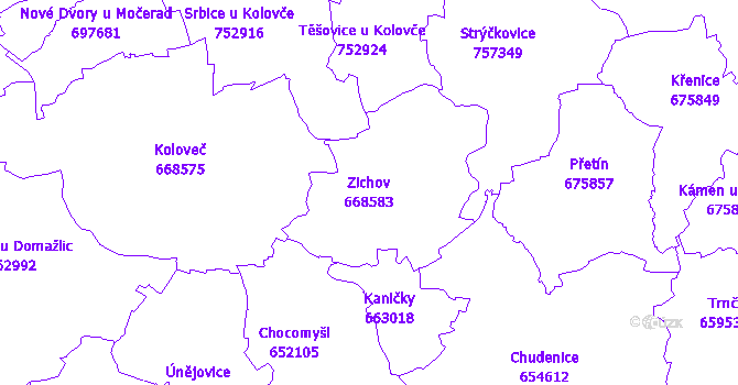 Katastrální mapa Zichov