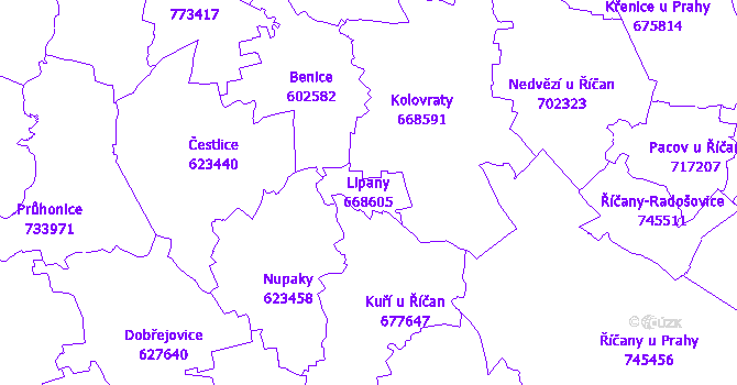 Katastrální mapa Lipany - přehledová mapa katastrálního území