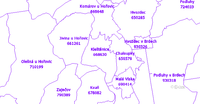 Katastrální mapa Kleštěnice
