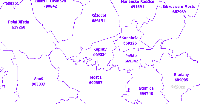 Katastrální mapa Kopisty