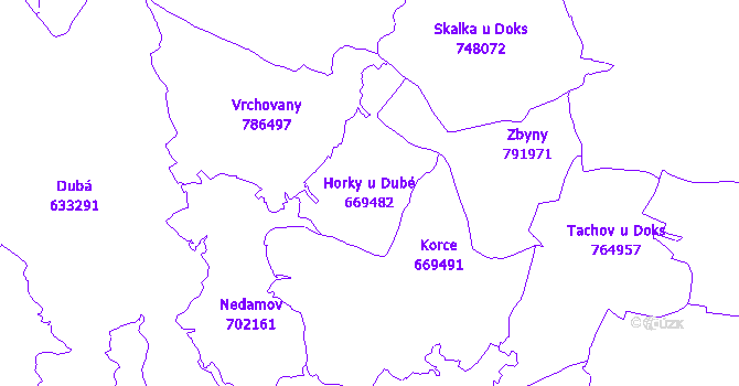 Katastrální mapa Horky u Dubé - přehledová mapa katastrálního území