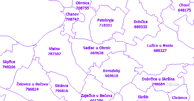 Katastrální mapa Sedlec u Obrnic