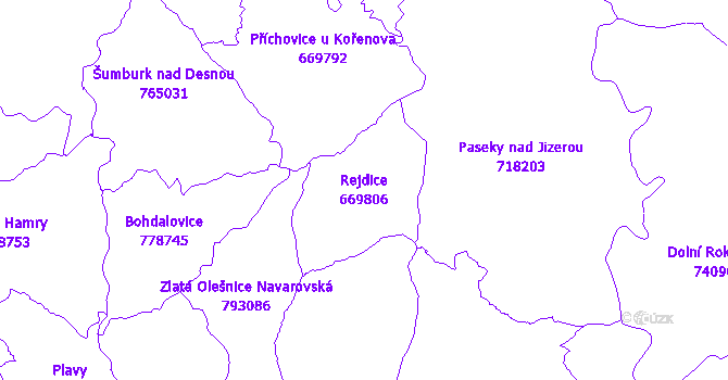 Katastrální mapa Rejdice
