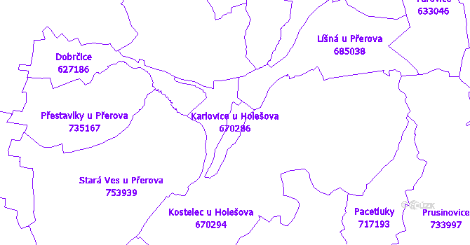 Katastrální mapa Karlovice u Holešova