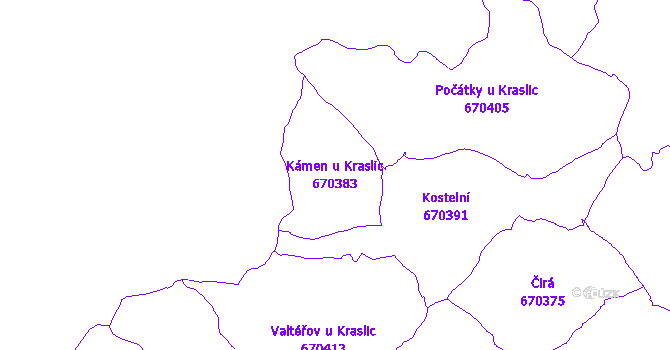 Katastrální mapa Kámen u Kraslic - přehledová mapa katastrálního území