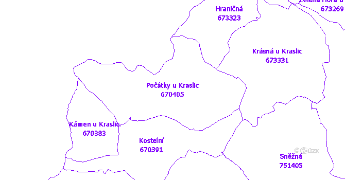 Katastrální mapa Počátky u Kraslic