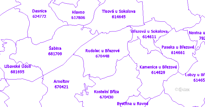 Katastrální mapa Rudolec u Březové