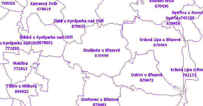 Katastrální mapa Studánka u Březové