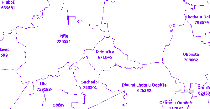 Katastrální mapa Kotenčice