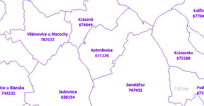Katastrální mapa Kotvrdovice - přehledová mapa katastrálního území