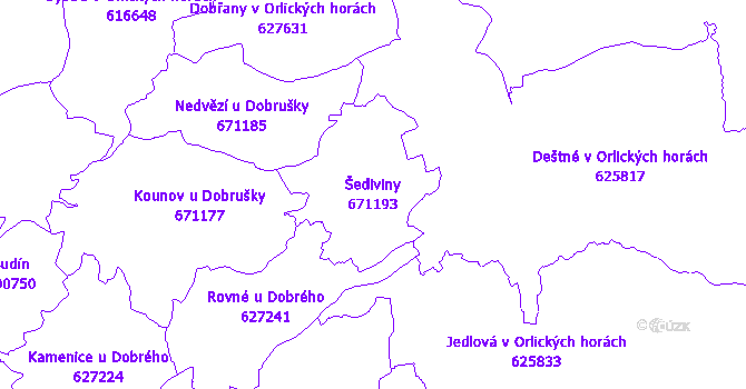 Katastrální mapa Šediviny