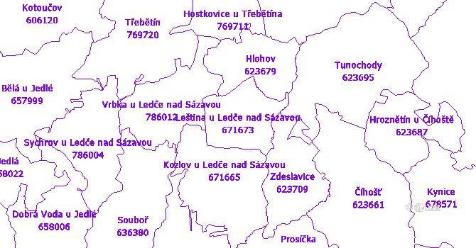 Katastrální mapa Leština u Ledče nad Sázavou