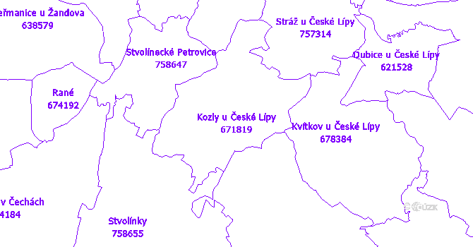 Katastrální mapa Kozly u České Lípy