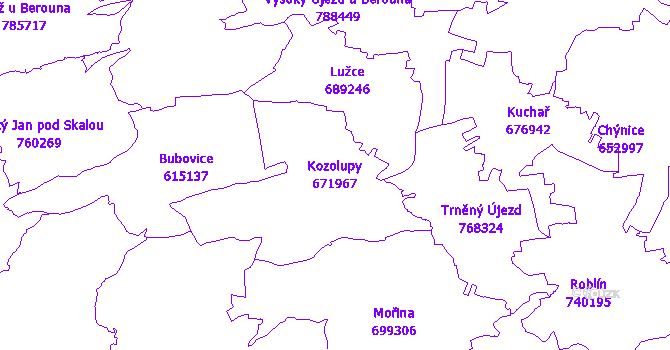 Katastrální mapa Kozolupy