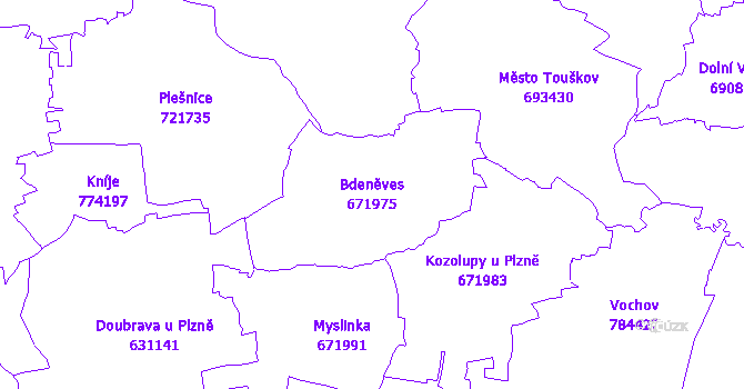 Katastrální mapa Bdeněves - přehledová mapa katastrálního území