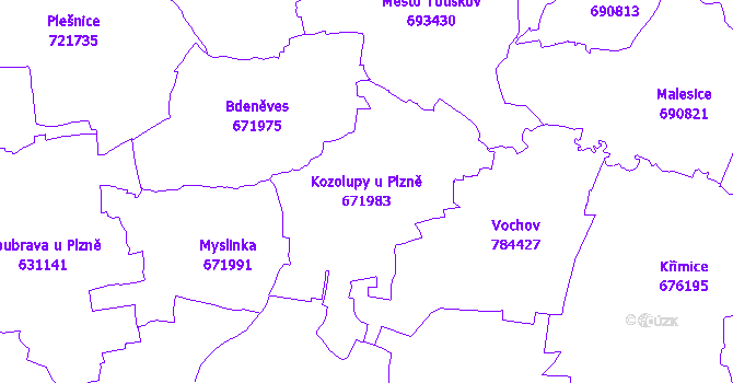 Katastrální mapa Kozolupy u Plzně