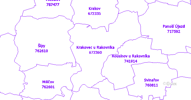 Katastrální mapa Krakovec u Rakovníka