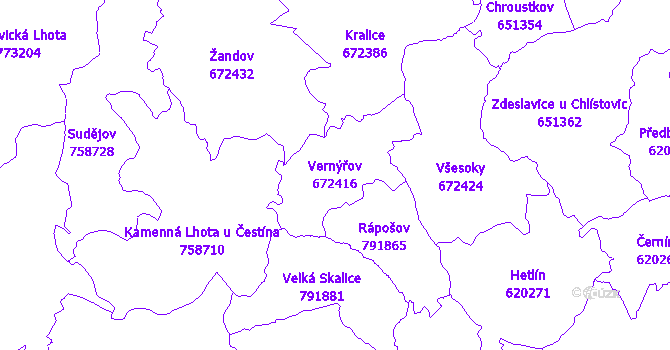 Katastrální mapa Vernýřov