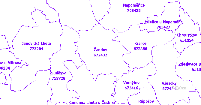 Katastrální mapa Žandov