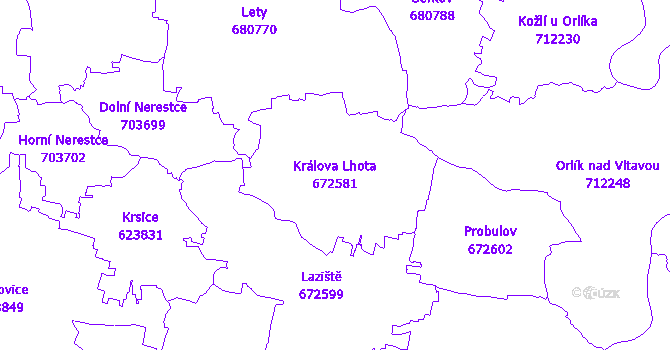 Katastrální mapa Králova Lhota - přehledová mapa katastrálního území